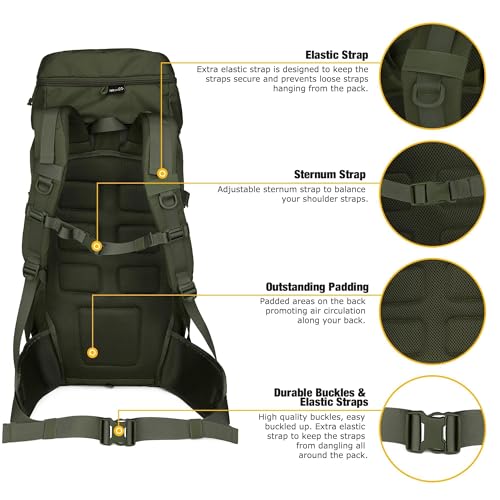 Mardingtop 50L Hiking Backpack,Backpacking Backpack with Rain Cover for Hiking,Backpacking,Rucking,Camping,Survival