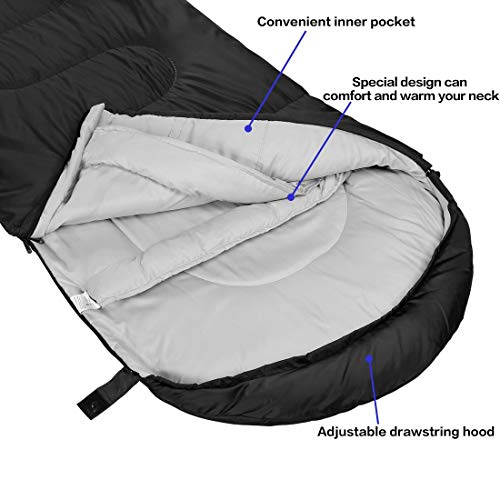 3-4 Season Sleeping Bag for Adults & Kids, Lightweight Warm Cold Weather Camping Bag with Waterproof Compression Sack – Po...