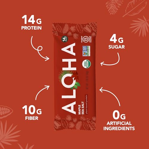 Aloha Organic Maple Sea Salt Protein Bar, 12 ct