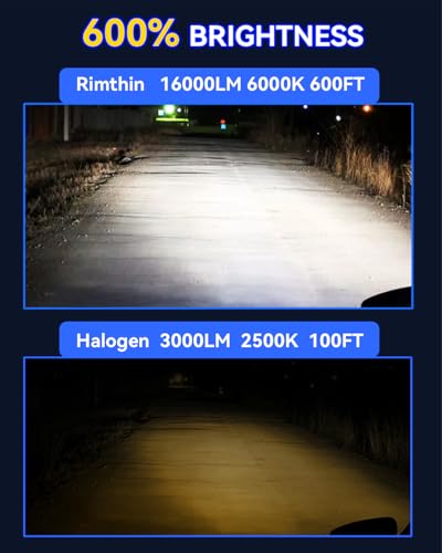 rimthin 9005/HB3 H11/H8/H9/H16 LED Bulbs Combo, 120W 32000 LM Super Bright 6000K Cool White Led Fog Lights, IP67 Waterproo...