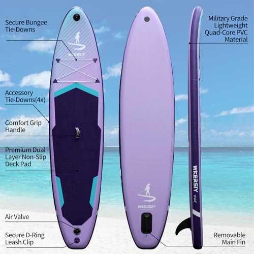 11”32“6 Premium Inflatable Stand Up Paddle Boards with Durable SUP Paddle Board Accessories Wide Stable Design Includes Ba...