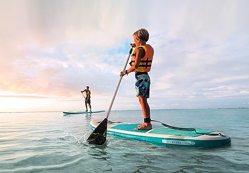 INTEX AquaQuest Inflatable Paddle Board Series: Includes Adjustable Paddle and High Pressure Pump – Tri-Fin Design – Slip-...