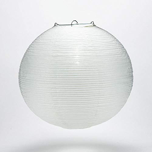 PaperLanternStore.com 20 Inch White Fine Line Premium Even Ribbing Paper Lantern, Extra Sturdy