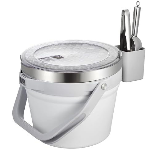 COKTIK 7L Vacuum Insulated Ice Bucket with Lid and Scoop& Tongs，Large capacity Stainless Steel Beverage Bucket for Cocktai...