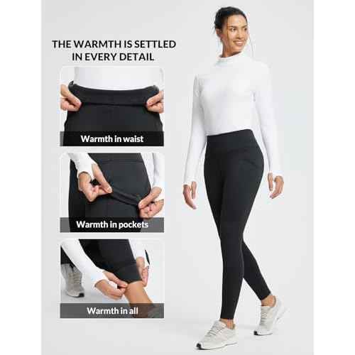 baleaf Women's Thick Fleece Lined Leggings Winter Snow Pants Warm Thermal High Waisted Ski Legging
