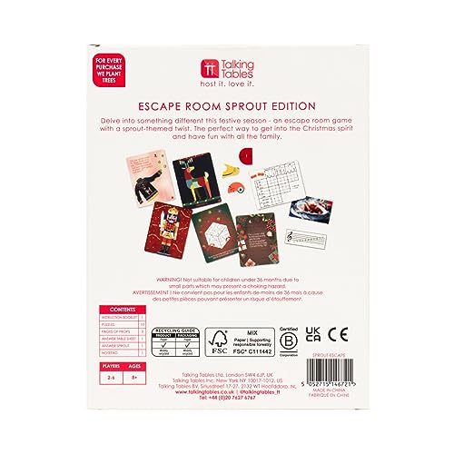 Talking Tables Christmas Themed Kids Escape Room Game Sprout Edition | Xmas Family Fun Tabletop Games to Play Over Dinner or Secret Santa Stocking Filler Present Idea