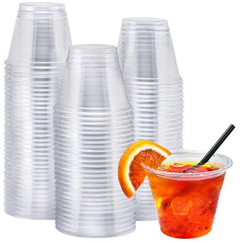 NYHI 100 Pack 9 oz Clear Plastic Cups Disposable Cocktail Bulk Wine Cups for Drinks Punch Champagne Dessert Essential Part...