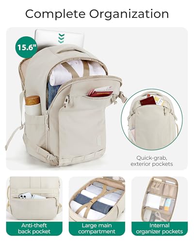 BAGSMART Travel Backpack Women, 15.6 Inch Carry On Backpack Flight Approved, TSA Approved Personal Item Travel Bag, Water ...
