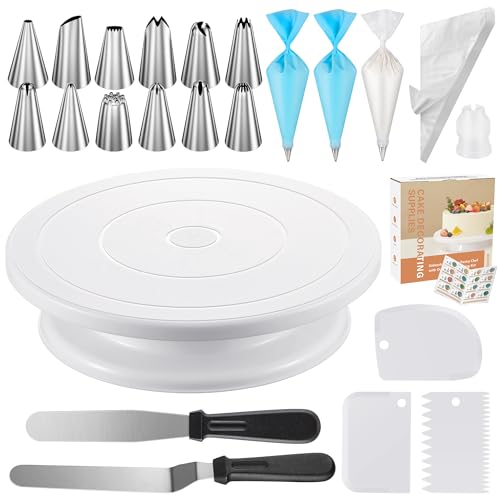 Kootek 71PCs Cake Decorating Kit, Baking Supplies Tools - Includes Cake Stand Turntable, 12 Icing Piping Tips Set, 2 Frost...