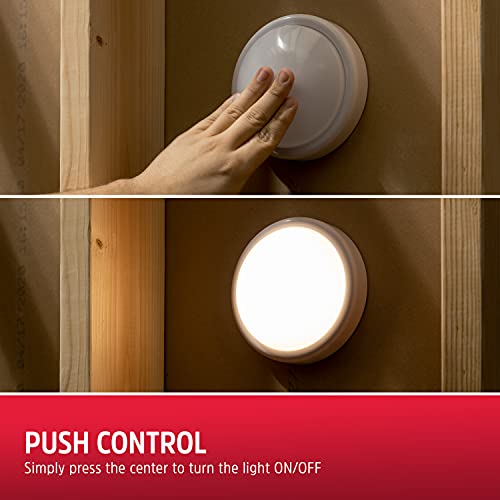 Energizer LED Tap Light Battery Operated Push/Touch Puck Lights Stick On Lighting Wireless Under Cabinet-Lights for Closet...