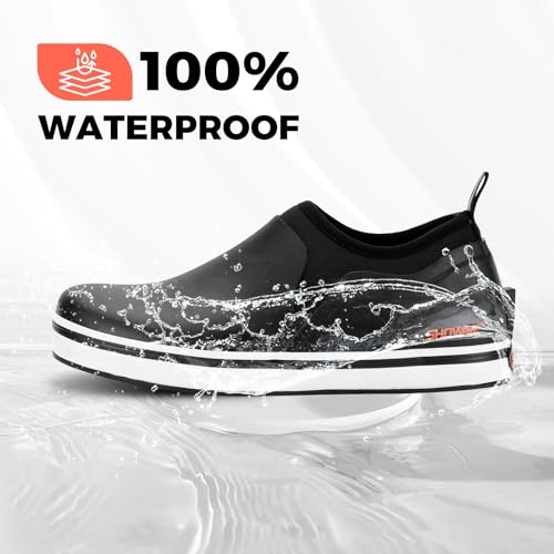 Showave Deck Shoes for Women Waterproof Garden Shoes Slip-on Rain Shoes Breathable Ruber Mud Shoes for Outdoor Fishing Wal...