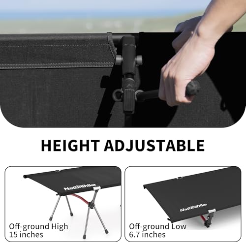Naturehike ArmyWild Folding Camping Cot, Height Adjustable Ultralight Backpacking Cot, Portable Camping Bed for Camping Hi...