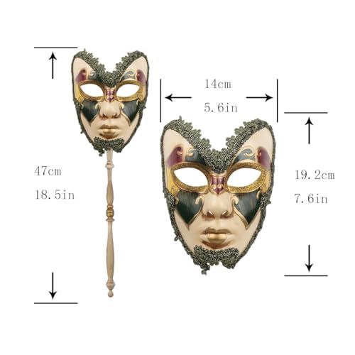 YU FENG Venetian Masquerade Mask Set, Adult Carnival Costume Mask on Stick for Mardi Gras, Masquerade Ball & Party Decor