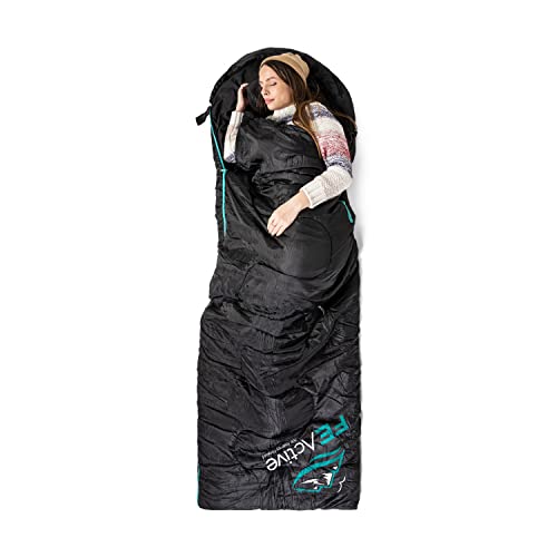 FE Active Camping Sleeping Bag - 3-4 Seasons Extra Long or Lightweight Hooded, Warm Outdoor Compact & Lightweight Sleeping...