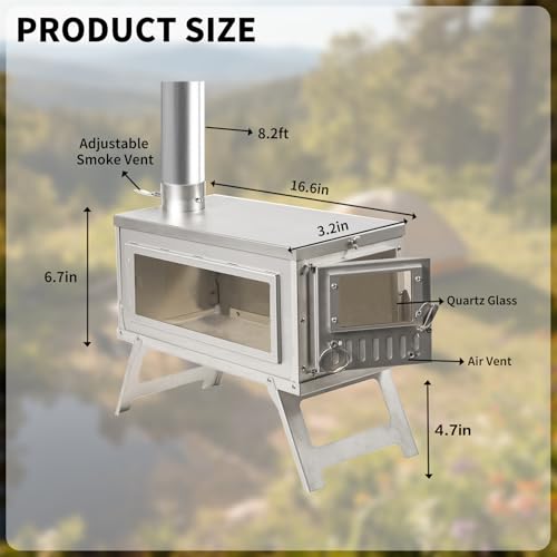 Yesinaly Ultralight Camping Stove Portable Wood Burning Stove for Tent, Camping, Outdoor Cooking, Hunting, Ice Fishing, 1...