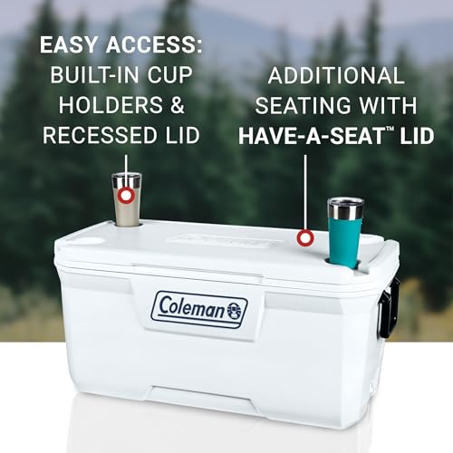 Coleman Marine Cooler with Fully Insulated UV Guard Lid & Body, Keeps Ice for 3+ Days, Great for Boating & Fishing, 52qt/1...