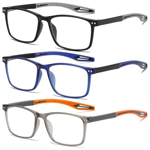 Reading Glasses for Men TR90 Sporty Design Blue Light Blocking Reader Flexible Comfortable Lightweight