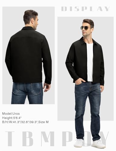 TBMPOY Mens Lightweight Jackets Light Windbreaker Full Zip Casual Work Jacket Golf Business Fall Track Coat with Pockets