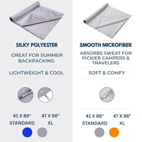 The Friendly Swede Sleeping Bag Liner — Ultralight Polyester or Cold Weather Microfiber Adult Sleep Sack- Camping Sheets -...
