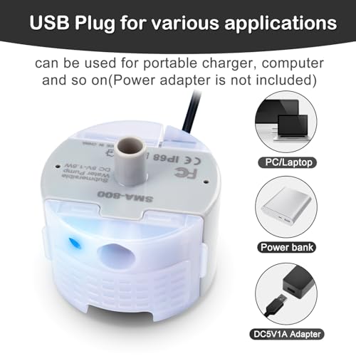Cat Water Fountain Pump, Pet Water Fountain Replacement Pump SMA-800 Submersible Motor for Stainless Steel Indoor Cat Foun...