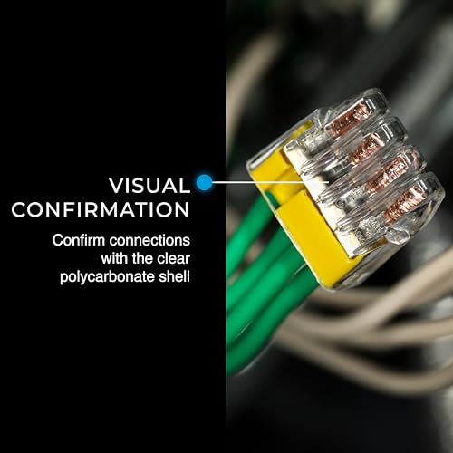 IDEAL Electrical 30-1034P In-Sure Push-In 4 Port Wire Connectors, 12-20 AWG Solid, Yellow (100 Pack)
