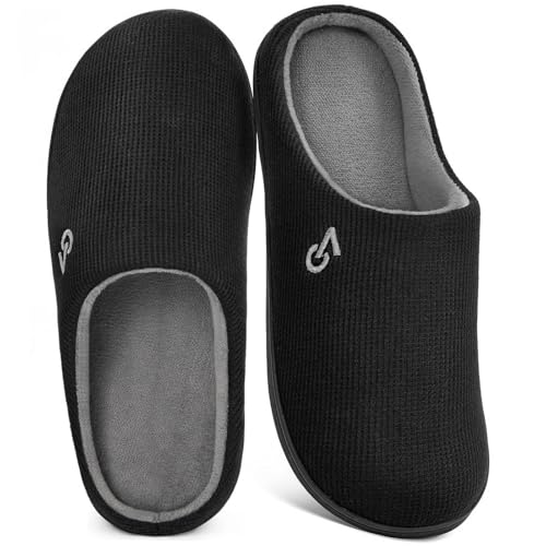 VeraCosy Men's Two-Tone Memory Foam House Slippers Indoor Outdoor Durable Rubber Sole