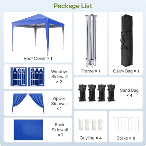 Driftalia 10x10 Pop Up Canopy with Sidewalls, Outdoor Instant Canopy Tent with Carry Bag for Commercial Events, Camping, B...