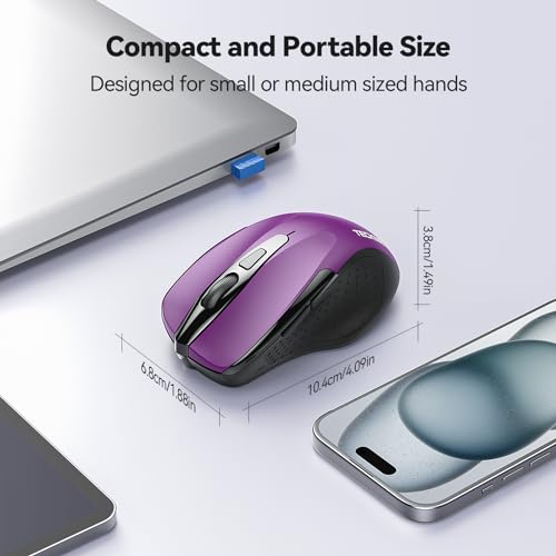 TECKNET Wireless Mouse, 2.4G Ergonomic Optical Mouse, Computer Mouse for Laptop, PC, Computer, Chromebook, Notebook, 6 But...