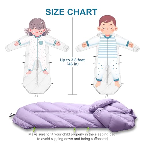 AZITREK Walkable Toddler Sleeping Bags for Kids, Boys Girls (2T-4T) - Puffy Camping Sleeping Sack for Indoor, Outdoor, Tra...