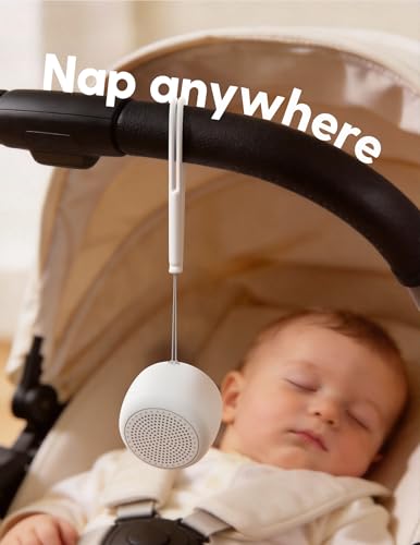 Babelio White Noise Sound Machine for Adults Kids Baby, Mini, 15 Non-looping Sounds, Timer, Memory Function, Easy to Pocket and Travel White