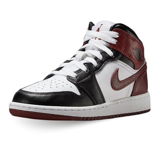 Air Jordan 1 Mid SE Big Kids' Shoes (HF3193-102, White/Black/Dark Pony)