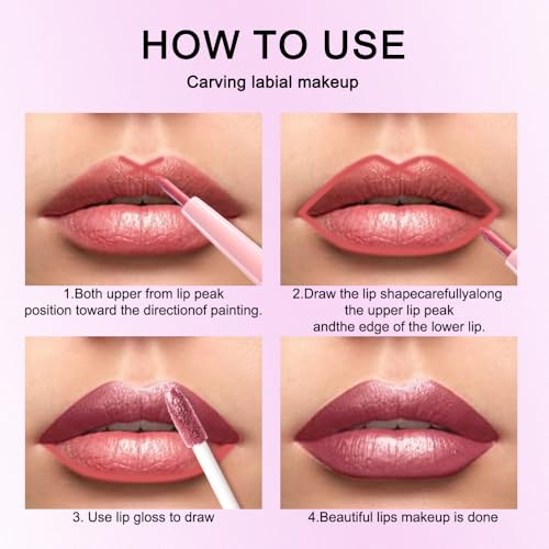 Kaely 2-in-1 Mauve Metallic Lipstick and Lip Liner Makeup, Shimmer Liquid Metallic Lipsticks for Women, Glitter Lip Gloss ...