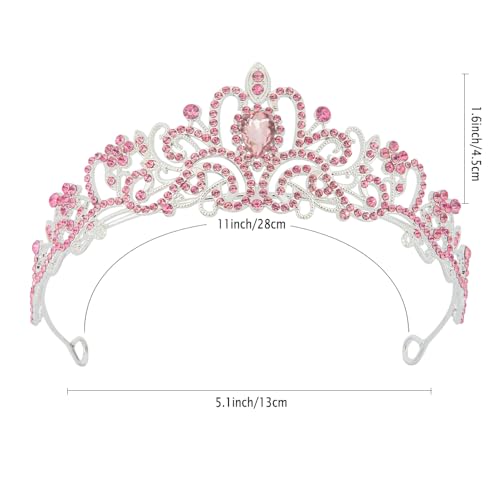 Crown,Tiaras for Women,Crystal Pink Tiaras for Girls Princess Crown Queen Crown for Bridal Prom Wedding Tiara