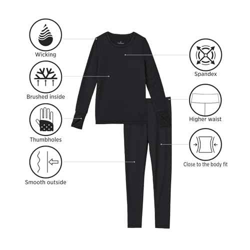 Cuddl Duds Girls Cold Weather Fleece-Lined Thermal Underwear 2-Piece Set - Kids Long Sleeve Top and Leggings Long Johns