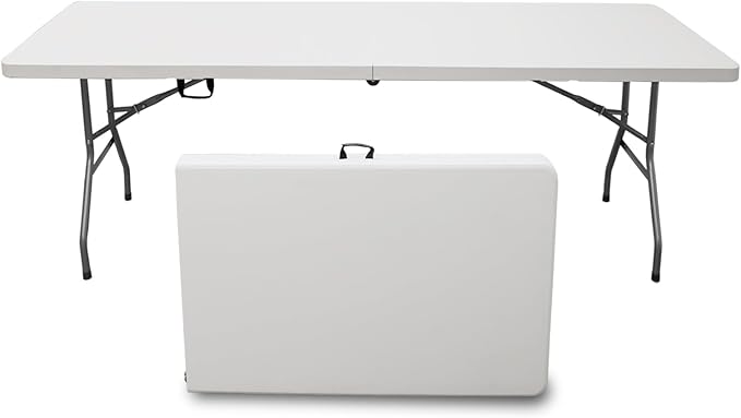 Plainsity 8ft Folding Table, Foldable Table with Foldable, Easy to Carry, for Family Gatherings, Outdoor Gatherings, Indoor