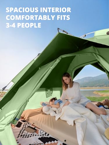 CAMEL CROWN Instant Tent for 3-4 Person, Waterproof & Sun Protection Family Camping Tent, Sets Up in 30 Seconds, Lightweig...