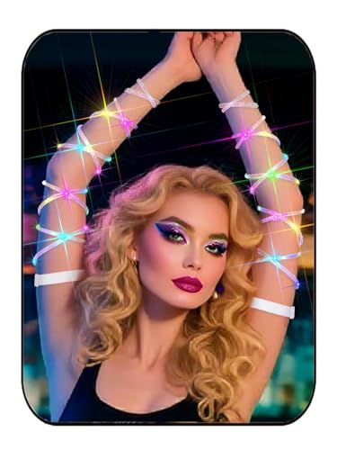 Lorealri Arm Wraps Rave Glow Body Harness Light Up Hand Straps Cyberpunk Neon EDM Outfit Festival Accessories for Women