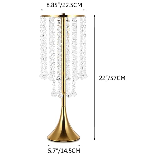 4 Pcs Gold Centerpieces for Table, Rozrety Wedding Centerpiece Vases for Tables 22inch Tall Metal Crystal Flower Stand for...