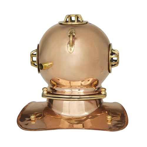 Deco 79 Metal Diver Helmet, 8" x 7" x 8", Brass