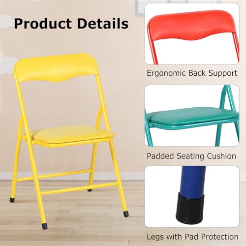 FurnitureR Kids 5-Piece Folding Table & Chair Set, Colorful Activity Table for Holiday Crafts, Playtime, Learning & Family...