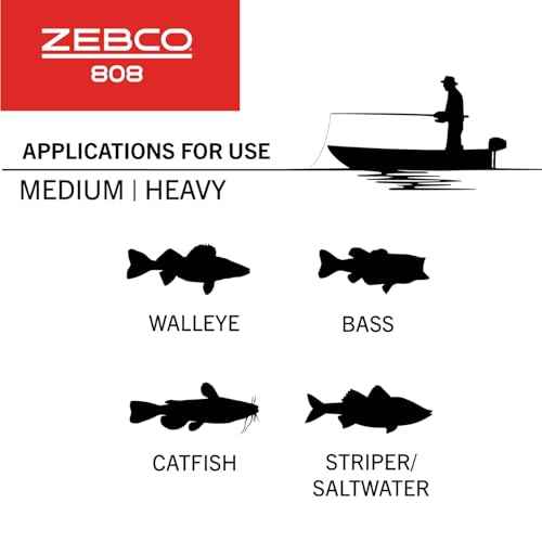 Zebco 808 Saltwater Spincast Reel and Fishing Rod Combo, 7-Foot 2-Piece Fishing Pole, Size 80 Reel, Changeable Right- or Left-Hand Retrieve, Pre-Spooled with 20-Pound Zebco Line, Black