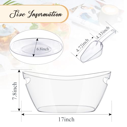 Barafat Ice Buckets for Parties (5.5L)& Ice Bucket Scoop, Clear Acrylic Champagne Bucket, Drinks Beverage Tub for Cocktail...