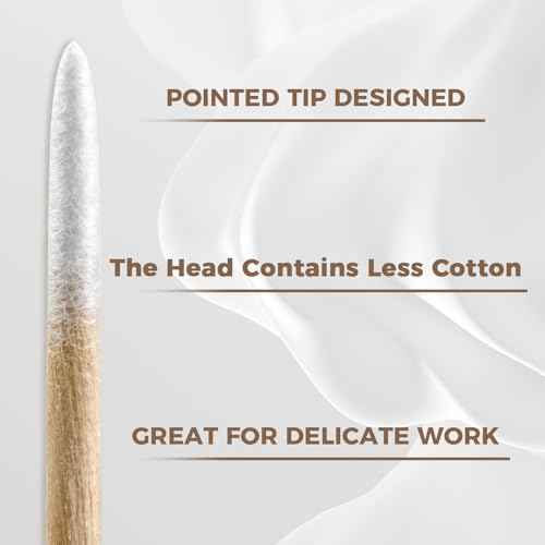 400Pcs Pointed Cotton Swabs in Storage Box - Precision Microblading Cotton Swabs with Wooden Sticks for Makeup, Cleaning Nail Polish, Eyebrow, Tattoo Permanent Supplies, Craft
