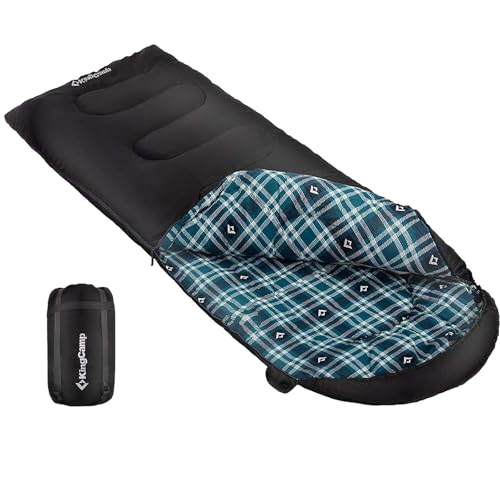 KingCamp Sleeping Bag for Adults, Cold Weather & Warm XL Big and Tall Flannel Sleeping Bags with Compression Sack Portable...