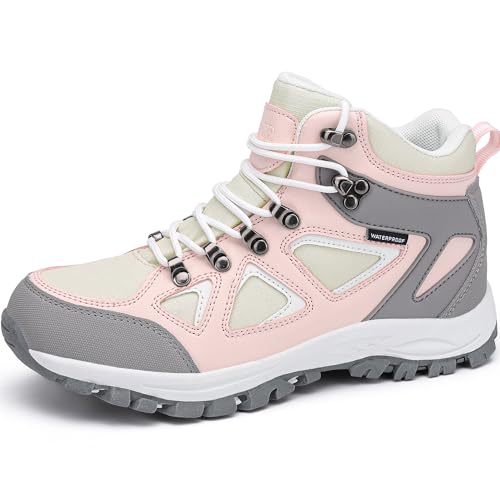 R CORD Kids Hiking Boots Waterproof Non-Slip for Outdoor Lace-Up Closure Girls Hiking Boots Durable TPR Traction Outsole K...