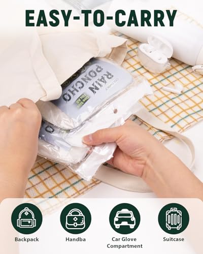 Disposable Rain Poncho for Adults Clear, Lightweight Raincoat, Compact Waterproof Rainwear for Outdoors
