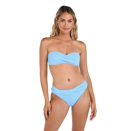 La Blanca Women's Island Goddess Bandeau Bikini Swimsuit Top, Crystal Blue, 6