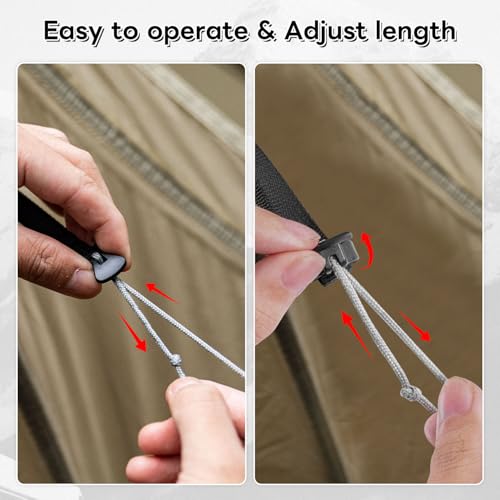 4 Pack Guy Lines-Ultralight Tent Cords with Locking Carabiner Clip, 2mm 100% Nylon Guylines Ropes for Outdoor Camping Tent...