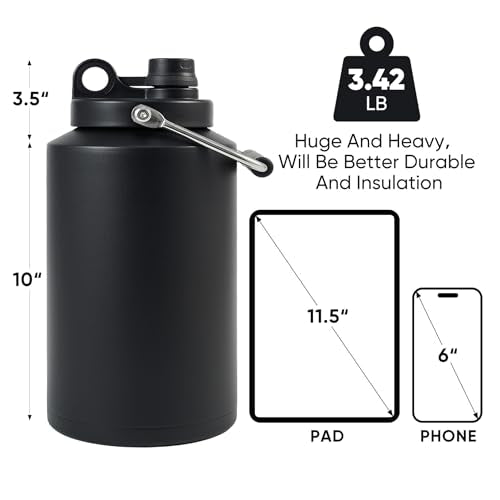 Kerilyn Insulated Gallon Jug with Handle, One Gallon, 128oz Stainless Steel, Large Double Vacuum Water Bottle for Hot & Co...