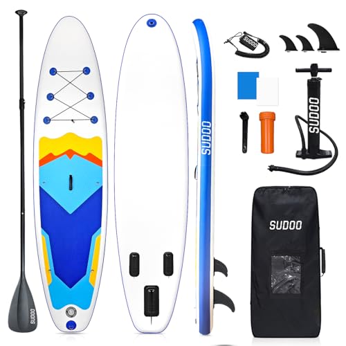 SUDOO 10ft Inflatable Stand Up Paddle Board with Multi-Functional Carrying Strap Bundle